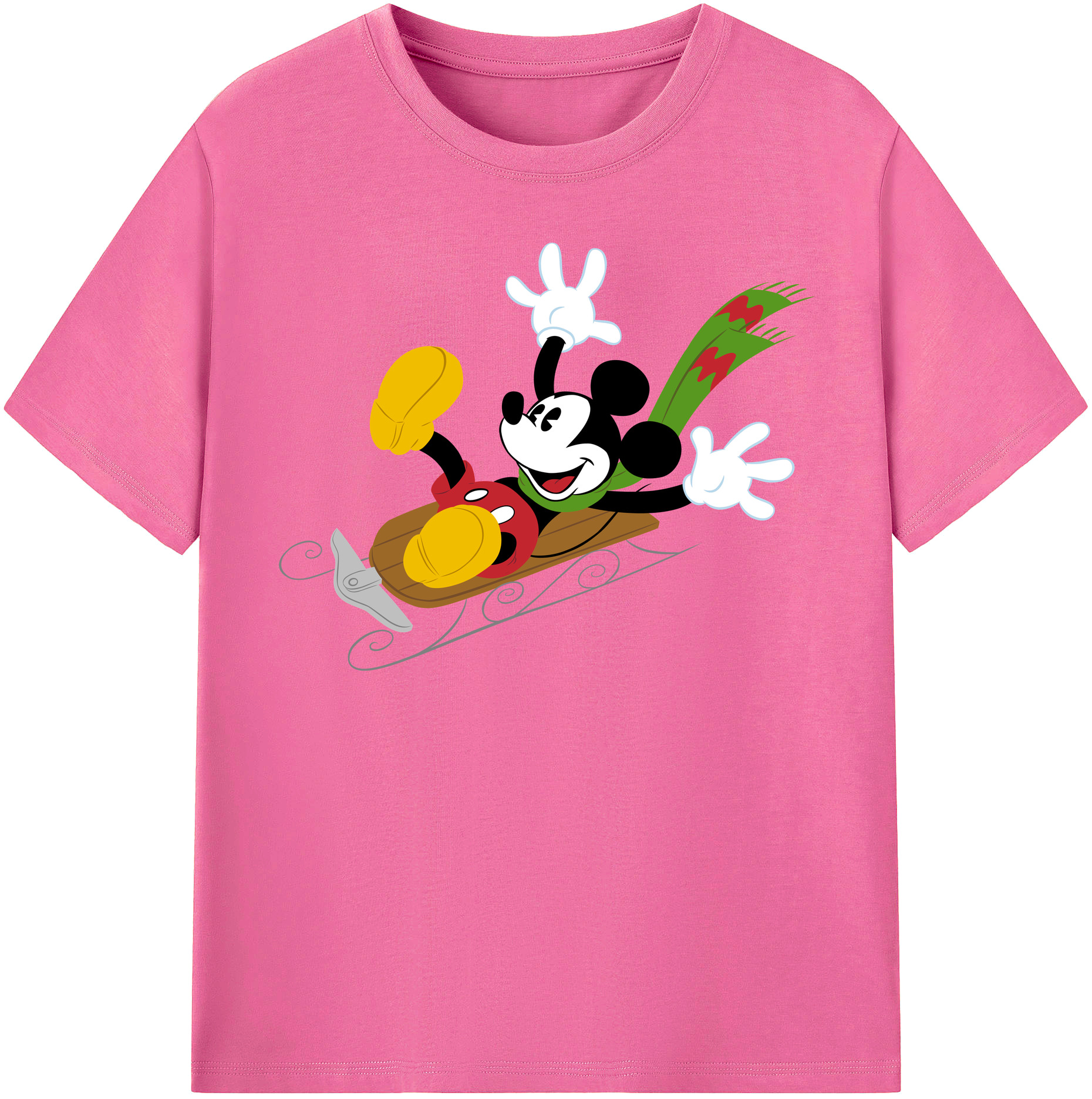 （画像用） ミッキーマウス Mickey Mouse レディースカジュアルプリントTシャツ（綿100％）